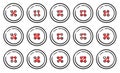 A set of fifteen options for sewing on a button.